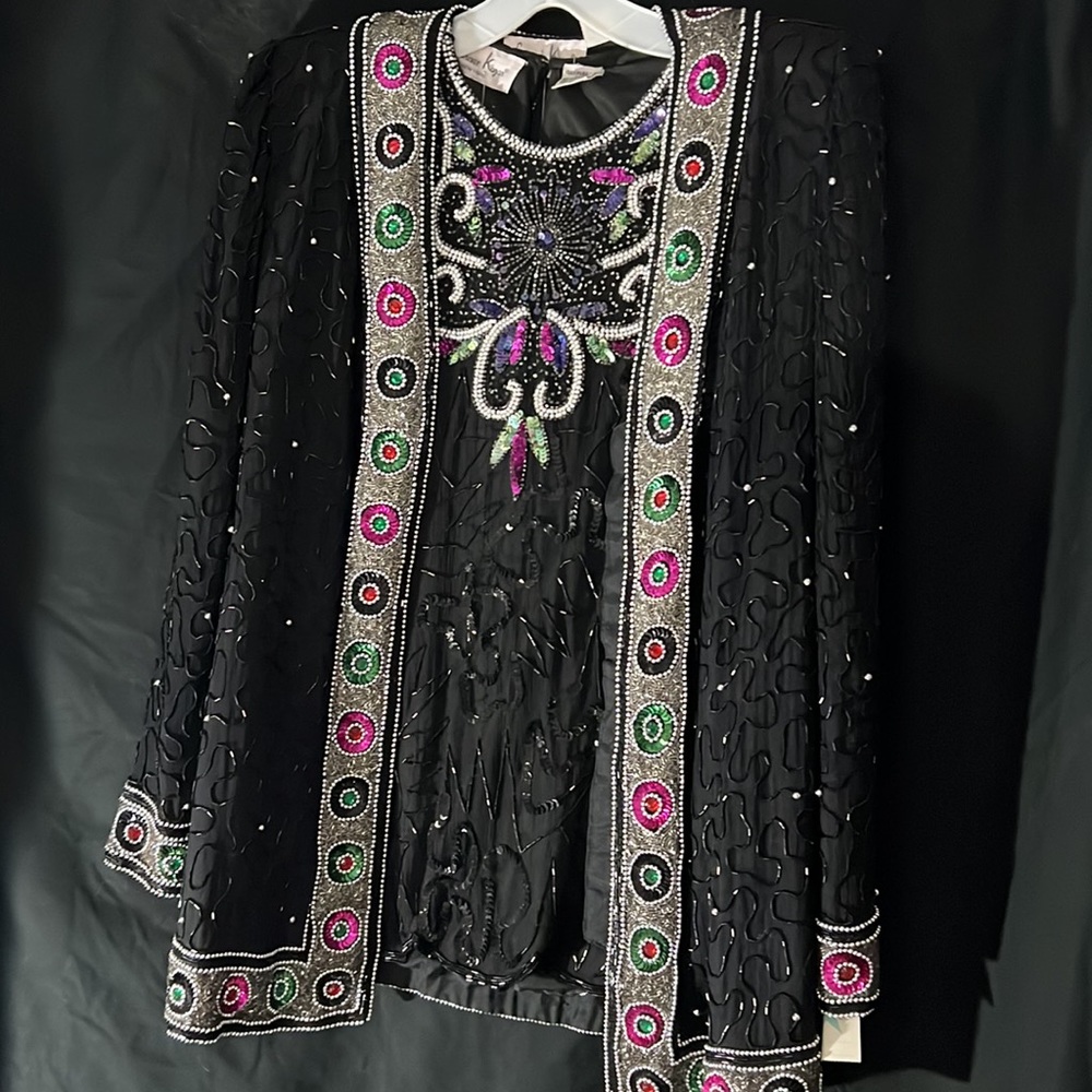 Lawrence Kazar beaded evening wear blouse with matching jacket